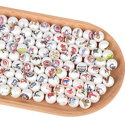 MLB Team Logo Inspired 16mm Chunky Pearl Beads for DIY Pens & Jewelry | DIY Sports Fan Bracelet & Keychain Craft Bead