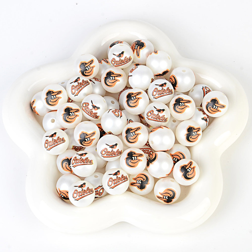 MLB Team Logo Inspired 16mm Chunky Pearl Beads for DIY Pens & Jewelry | DIY Sports Fan Bracelet & Keychain Craft Bead