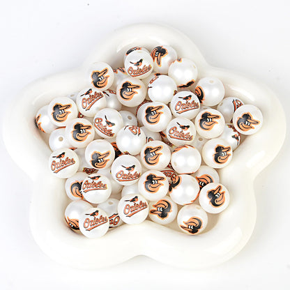 MLB Team Logo Inspired 16mm Chunky Pearl Beads for DIY Pens & Jewelry | DIY Sports Fan Bracelet & Keychain Craft Bead