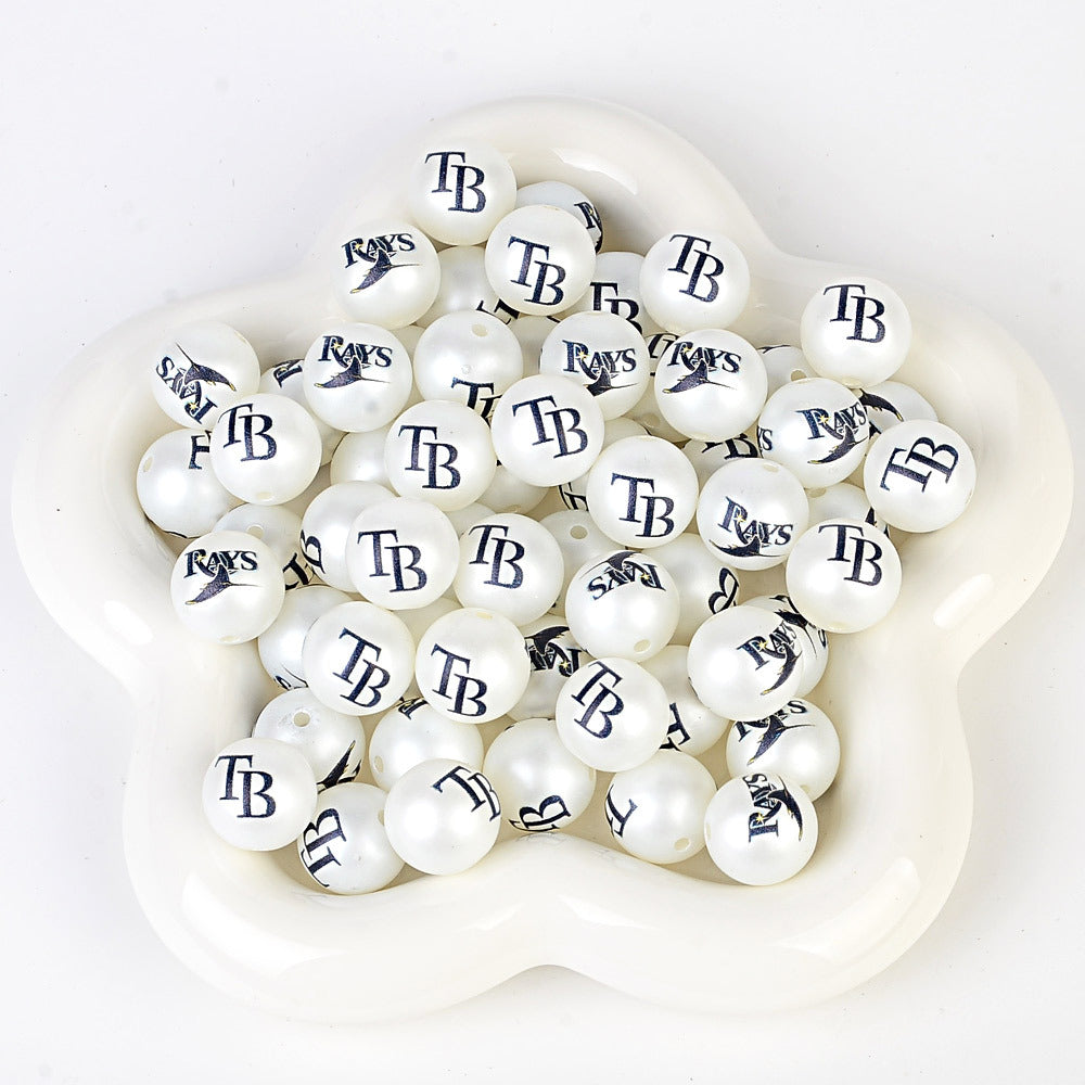 MLB Team Logo Inspired 16mm Chunky Pearl Beads for DIY Pens & Jewelry | DIY Sports Fan Bracelet & Keychain Craft Bead