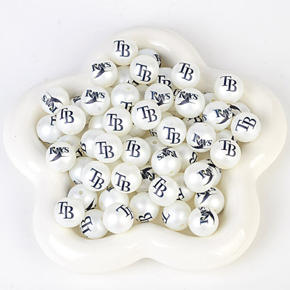 MLB Team Logo Inspired 16mm Chunky Pearl Beads for DIY Pens & Jewelry | DIY Sports Fan Bracelet & Keychain Craft Bead