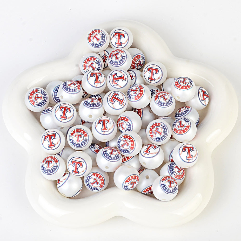 MLB Team Logo Inspired 16mm Chunky Pearl Beads for DIY Pens & Jewelry | DIY Sports Fan Bracelet & Keychain Craft Bead