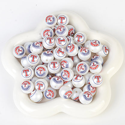 MLB Team Logo Inspired 16mm Chunky Pearl Beads for DIY Pens & Jewelry | DIY Sports Fan Bracelet & Keychain Craft Bead