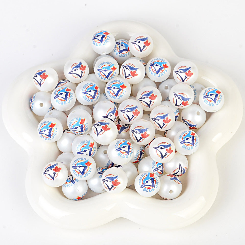 MLB Team Logo Inspired 16mm Chunky Pearl Beads for DIY Pens & Jewelry | DIY Sports Fan Bracelet & Keychain Craft Bead