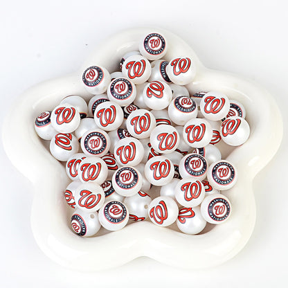MLB Team Logo Inspired 16mm Chunky Pearl Beads for DIY Pens & Jewelry | DIY Sports Fan Bracelet & Keychain Craft Bead