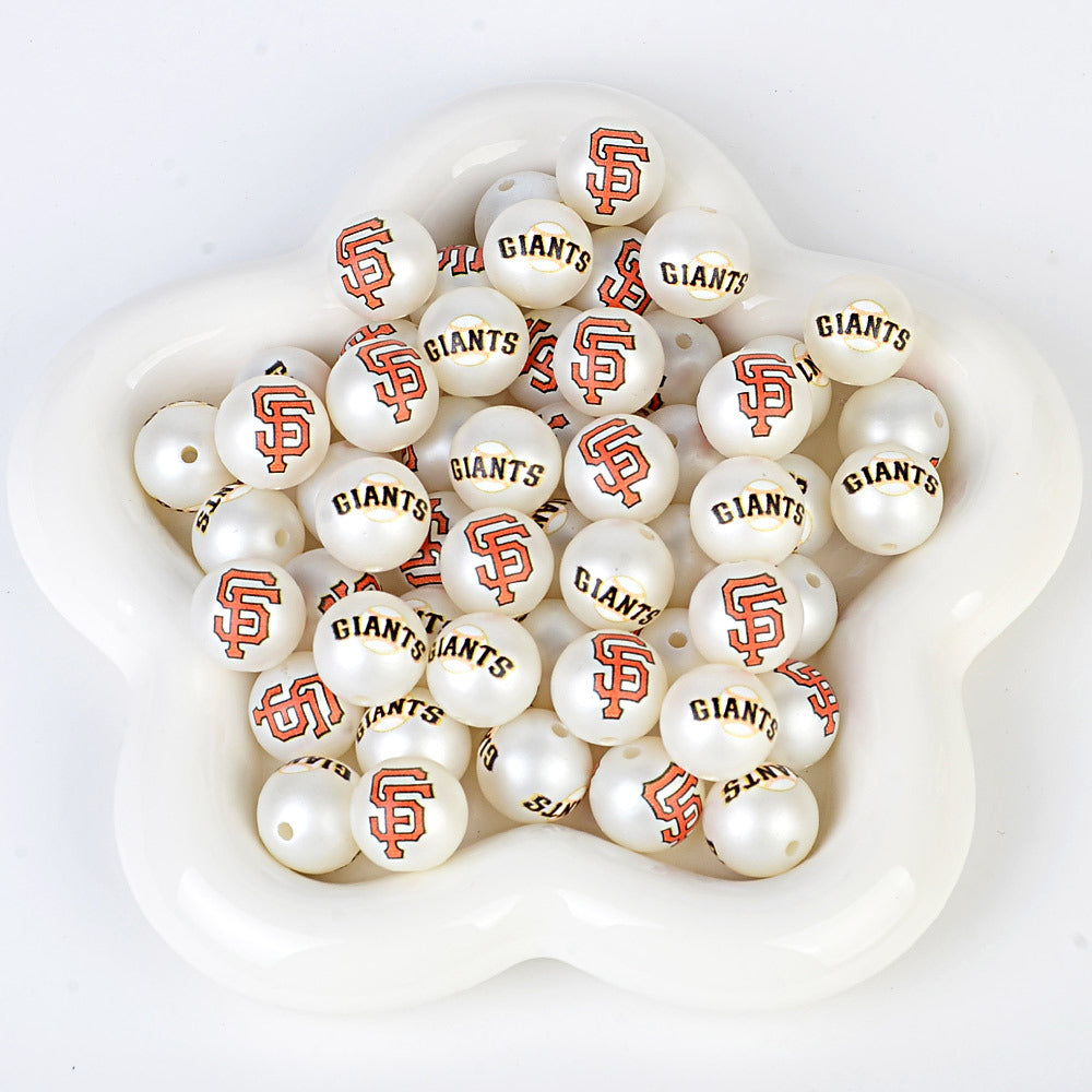 MLB Team Logo Inspired 16mm Chunky Pearl Beads for DIY Pens & Jewelry | DIY Sports Fan Bracelet & Keychain Craft Bead