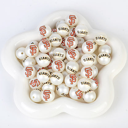 MLB Team Logo Inspired 16mm Chunky Pearl Beads for DIY Pens & Jewelry | DIY Sports Fan Bracelet & Keychain Craft Bead