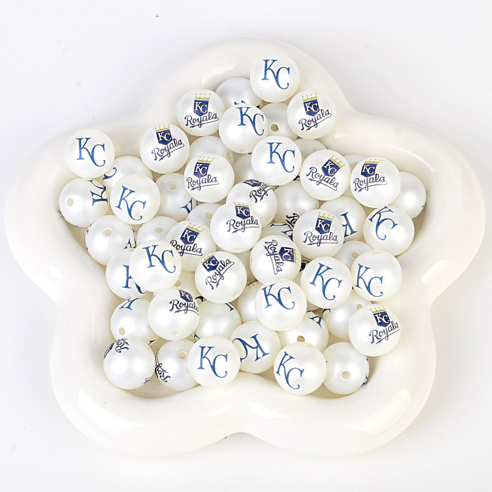 MLB Team Logo Inspired 16mm Chunky Pearl Beads for DIY Pens & Jewelry | DIY Sports Fan Bracelet & Keychain Craft Bead