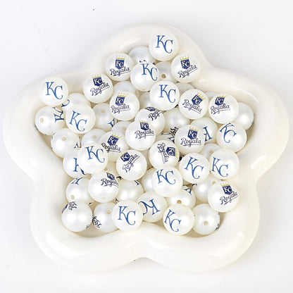 MLB Team Logo Inspired 16mm Chunky Pearl Beads for DIY Pens & Jewelry | DIY Sports Fan Bracelet & Keychain Craft Bead