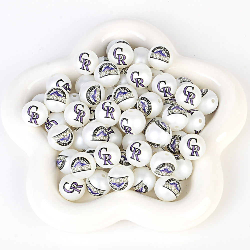 MLB Team Logo Inspired 16mm Chunky Pearl Beads for DIY Pens & Jewelry | DIY Sports Fan Bracelet & Keychain Craft Bead