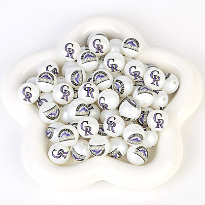 MLB Team Logo Inspired 16mm Chunky Pearl Beads for DIY Pens & Jewelry | DIY Sports Fan Bracelet & Keychain Craft Bead