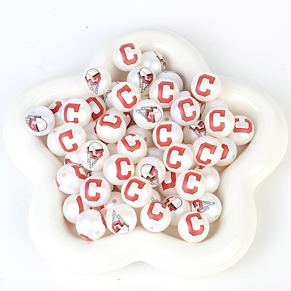 MLB Team Logo Inspired 16mm Chunky Pearl Beads for DIY Pens & Jewelry | DIY Sports Fan Bracelet & Keychain Craft Bead