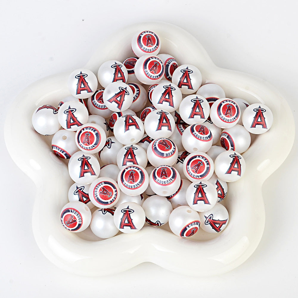 MLB Team Logo Inspired 16mm Chunky Pearl Beads for DIY Pens & Jewelry | DIY Sports Fan Bracelet & Keychain Craft Bead