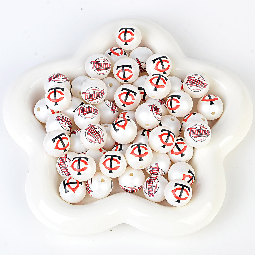 MLB Team Logo Inspired 16mm Chunky Pearl Beads for DIY Pens & Jewelry | DIY Sports Fan Bracelet & Keychain Craft Bead