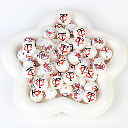 MLB Team Logo Inspired 16mm Chunky Pearl Beads for DIY Pens & Jewelry | DIY Sports Fan Bracelet & Keychain Craft Bead