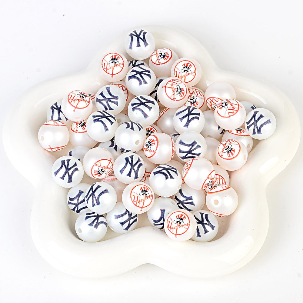 MLB Team Logo Inspired 16mm Chunky Pearl Beads for DIY Pens & Jewelry | DIY Sports Fan Bracelet & Keychain Craft Bead