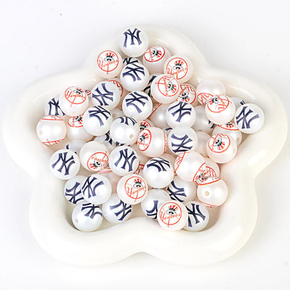 MLB Team Logo Inspired 16mm Chunky Pearl Beads for DIY Pens & Jewelry | DIY Sports Fan Bracelet & Keychain Craft Bead
