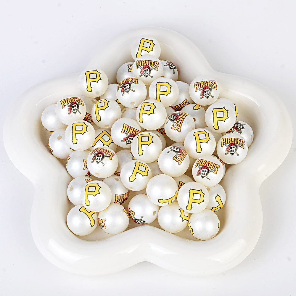 MLB Team Logo Inspired 16mm Chunky Pearl Beads for DIY Pens & Jewelry | DIY Sports Fan Bracelet & Keychain Craft Bead