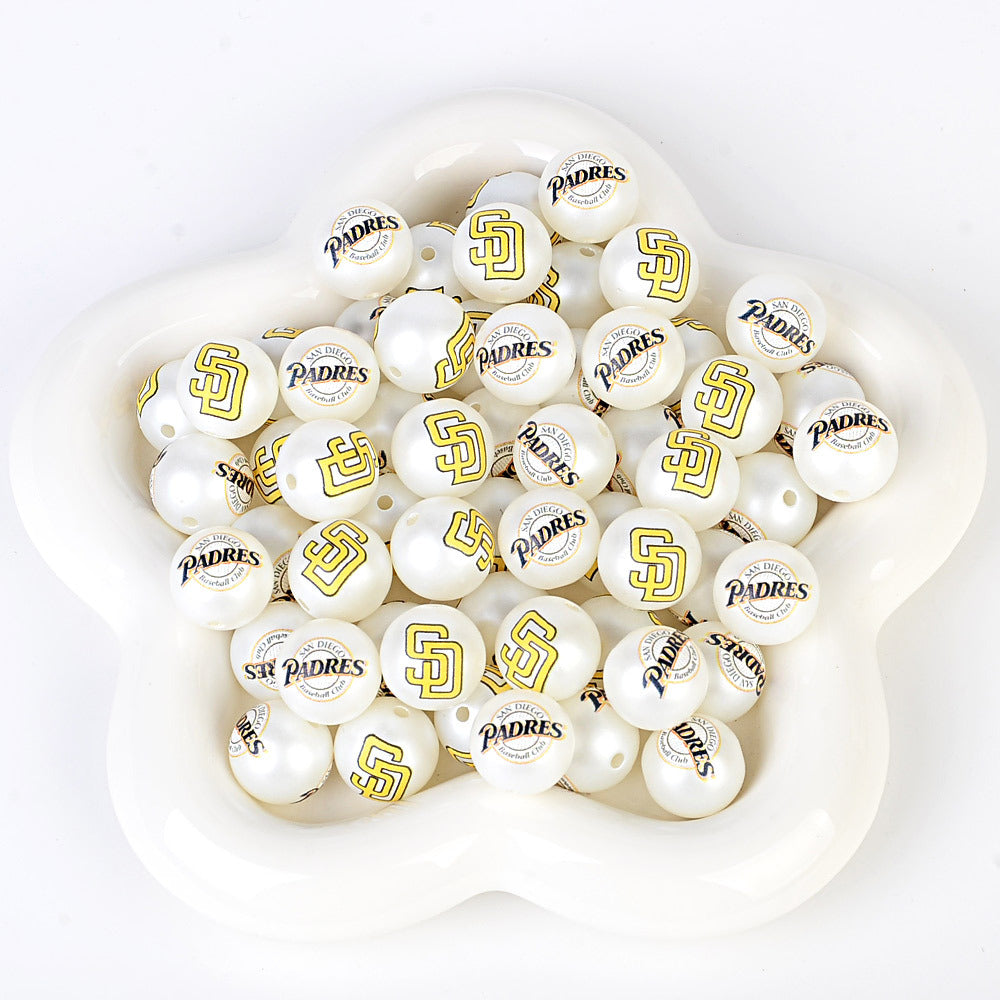 MLB Team Logo Inspired 16mm Chunky Pearl Beads for DIY Pens & Jewelry | DIY Sports Fan Bracelet & Keychain Craft Bead