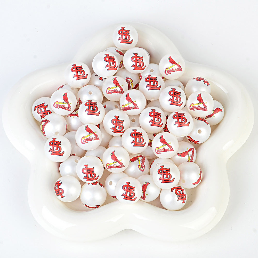 MLB Team Logo Inspired 16mm Chunky Pearl Beads for DIY Pens & Jewelry | DIY Sports Fan Bracelet & Keychain Craft Bead