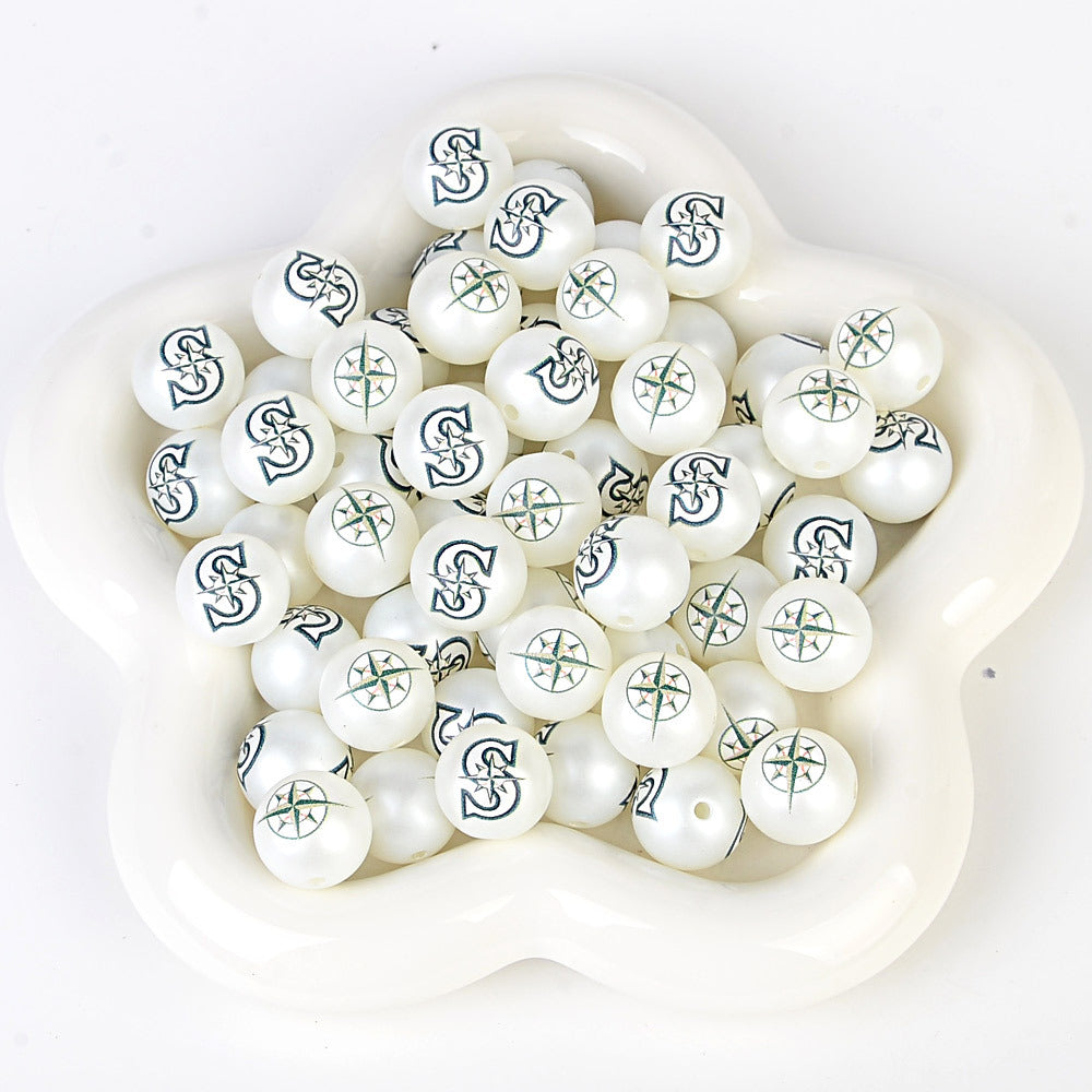 MLB Team Logo Inspired 16mm Chunky Pearl Beads for DIY Pens & Jewelry | DIY Sports Fan Bracelet & Keychain Craft Bead