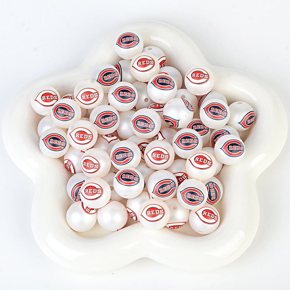 MLB Team Logo Inspired 16mm Chunky Pearl Beads for DIY Pens & Jewelry | DIY Sports Fan Bracelet & Keychain Craft Bead