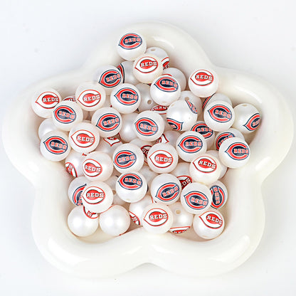 MLB Team Logo Inspired 16mm Chunky Pearl Beads for DIY Pens & Jewelry | DIY Sports Fan Bracelet & Keychain Craft Bead