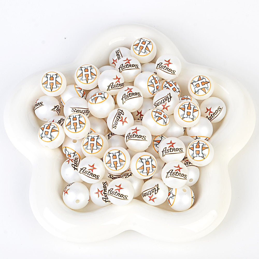 MLB Team Logo Inspired 16mm Chunky Pearl Beads for DIY Pens & Jewelry | DIY Sports Fan Bracelet & Keychain Craft Bead