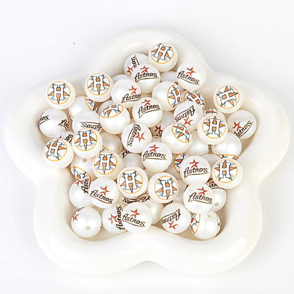 MLB Team Logo Inspired 16mm Chunky Pearl Beads for DIY Pens & Jewelry | DIY Sports Fan Bracelet & Keychain Craft Bead