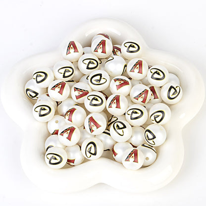 MLB Team Logo Inspired 16mm Chunky Pearl Beads for DIY Pens & Jewelry | DIY Sports Fan Bracelet & Keychain Craft Bead