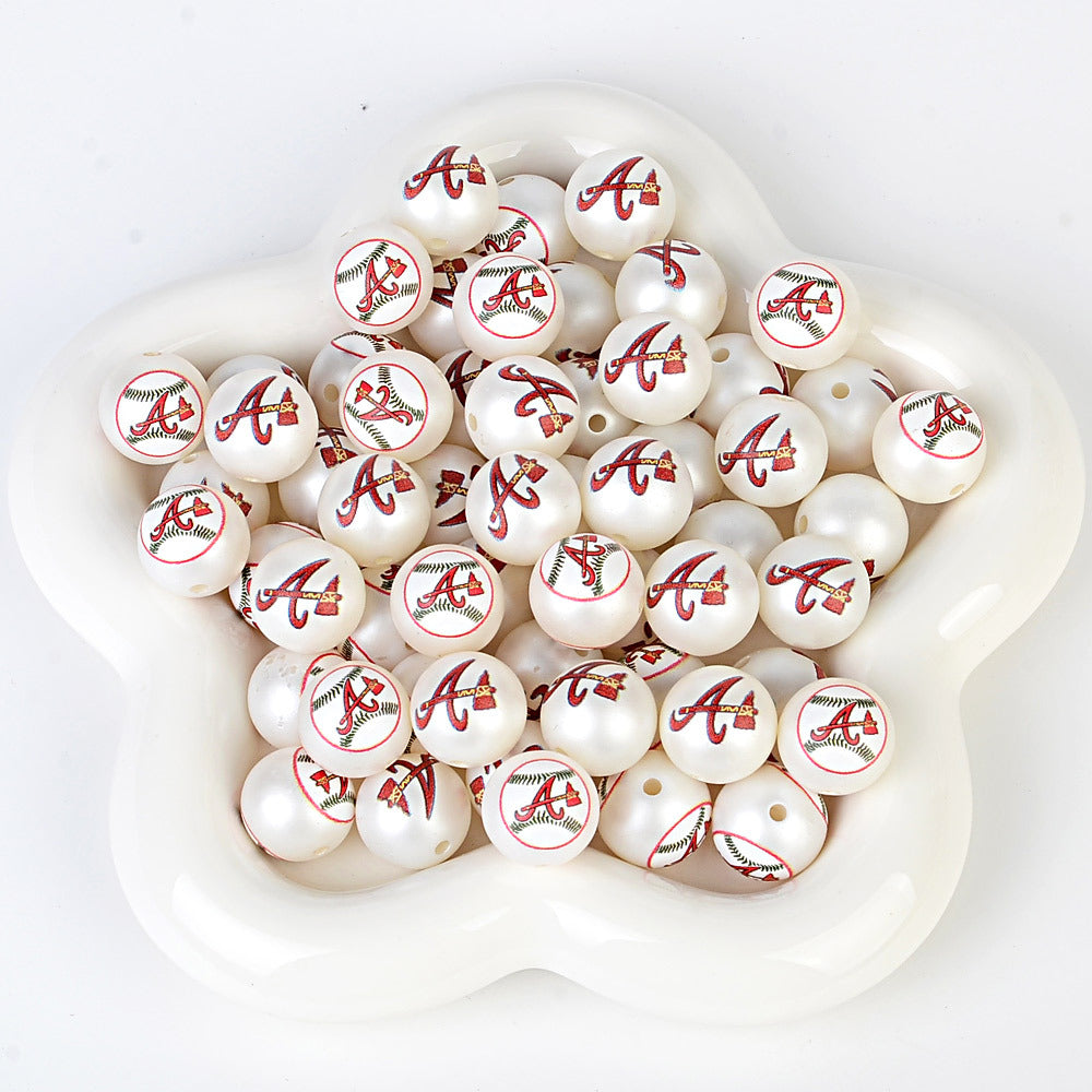 MLB Team Logo Inspired 16mm Chunky Pearl Beads for DIY Pens & Jewelry | DIY Sports Fan Bracelet & Keychain Craft Bead