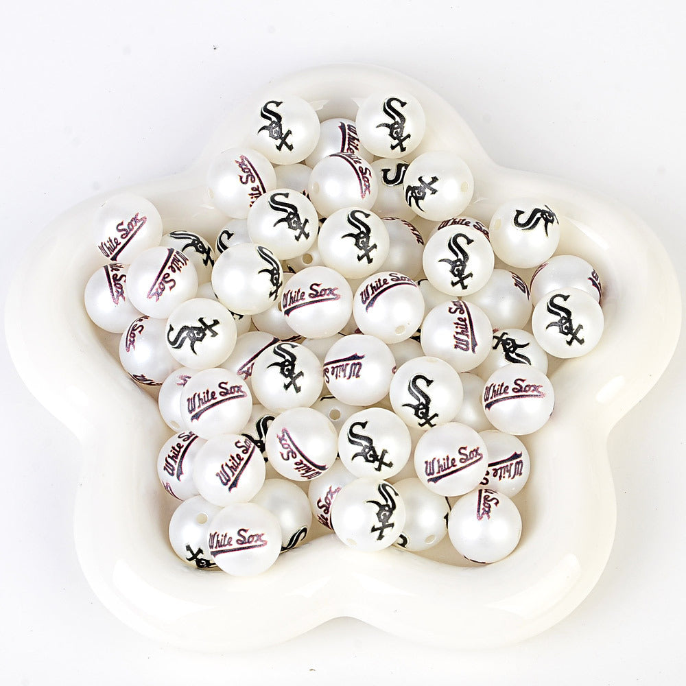 MLB Team Logo Inspired 16mm Chunky Pearl Beads for DIY Pens & Jewelry | DIY Sports Fan Bracelet & Keychain Craft Bead