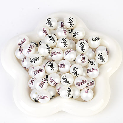 MLB Team Logo Inspired 16mm Chunky Pearl Beads for DIY Pens & Jewelry | DIY Sports Fan Bracelet & Keychain Craft Bead