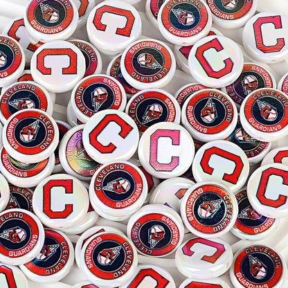 Large 24mm Baseball Team Logo Flat Round Beads - Iridescent AB Finish Coin | DIY Sports Fan Bracelet & Keychain Craft Bead
