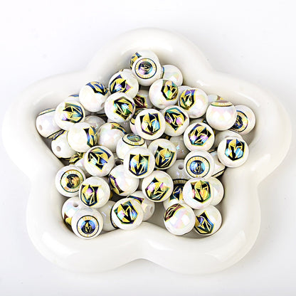 16mm NHL Team Logo Inspired 16mm Pearl Beads - Iridescent AB Finish Round | DIY Sports Fan Bracelet & Keychain Craft Bead