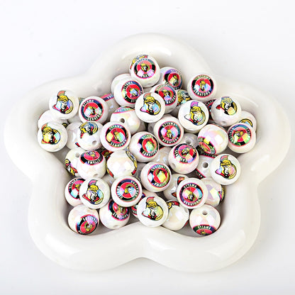 16mm NHL Team Logo Inspired 16mm Pearl Beads - Iridescent AB Finish Round | DIY Sports Fan Bracelet & Keychain Craft Bead