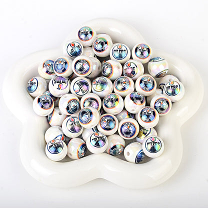 16mm NHL Team Logo Inspired 16mm Pearl Beads - Iridescent AB Finish Round | DIY Sports Fan Bracelet & Keychain Craft Bead