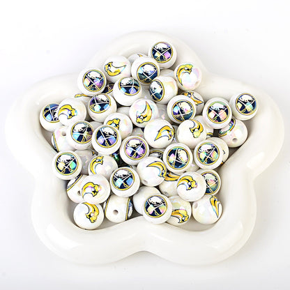 16mm NHL Team Logo Inspired 16mm Pearl Beads - Iridescent AB Finish Round | DIY Sports Fan Bracelet & Keychain Craft Bead