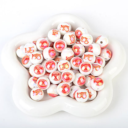 16mm NHL Team Logo Inspired 16mm Pearl Beads - Iridescent AB Finish Round | DIY Sports Fan Bracelet & Keychain Craft Bead