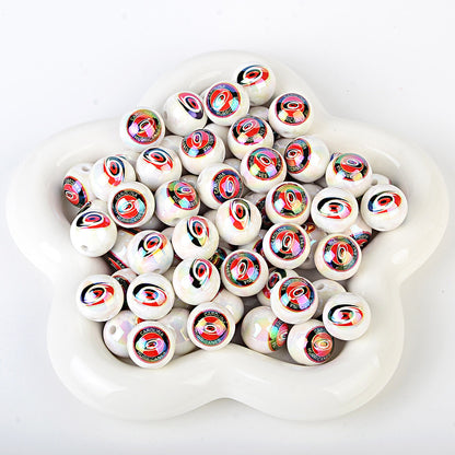 16mm NHL Team Logo Inspired 16mm Pearl Beads - Iridescent AB Finish Round | DIY Sports Fan Bracelet & Keychain Craft Bead