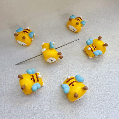 Cute Bee Focal Beads for Beadable Pens, 2.5x2.2cm Animal Silicone | Acrylic Bead for DIY Bracelet Keychain Jewelry Making