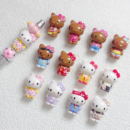Kawaii Cartoon Kitty Silicone Focal Beads - Suntanned & Classic | Acrylic Bead for DIY Bracelet Keychain Jewelry Making