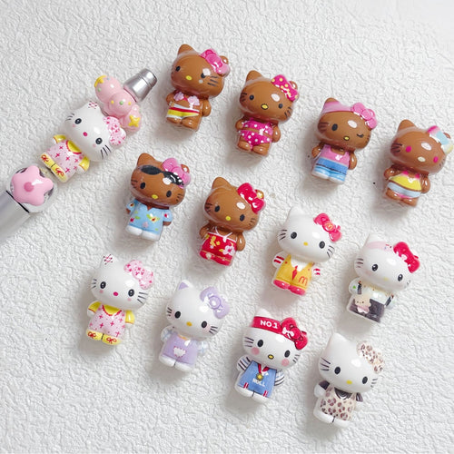 Kawaii Cartoon Kitty Silicone Focal Beads - Suntanned & Classic | Acrylic Bead for DIY Bracelet Keychain Jewelry Making