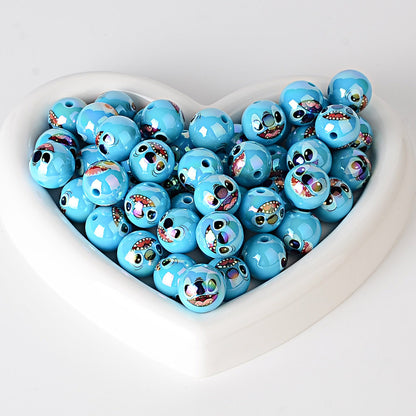 16mm Stitch & Angel Acrylic Beads Collection - AB Iridescent Finish | Acrylic Bead for DIY Bracelet Keychain Jewelry Making