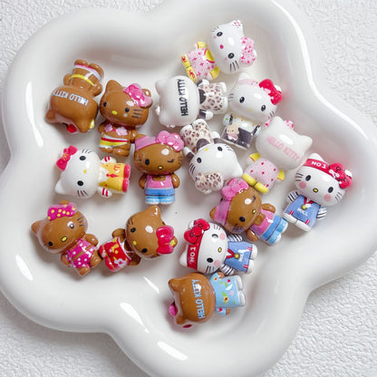 Kawaii Cartoon Kitty Silicone Focal Beads - Suntanned & Classic | Acrylic Bead for DIY Bracelet Keychain Jewelry Making