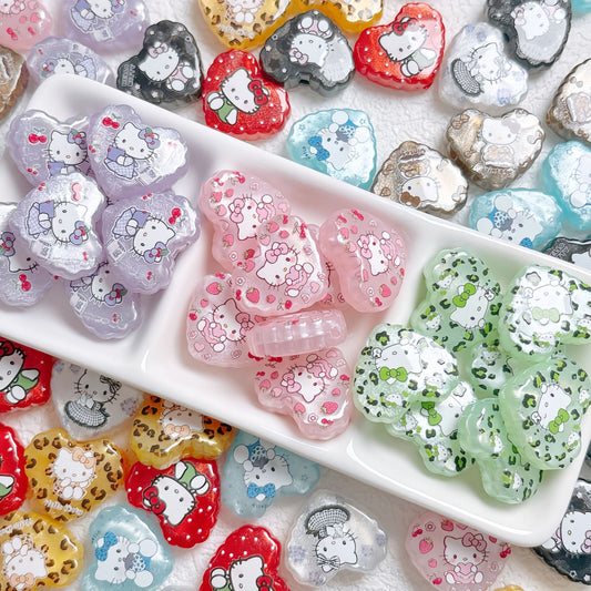 21x25mm Kawaii Cartoon Heart Focal Beads – Chunky Resin Beads for | Acrylic Bead for DIY Bracelet Keychain Jewelry Making