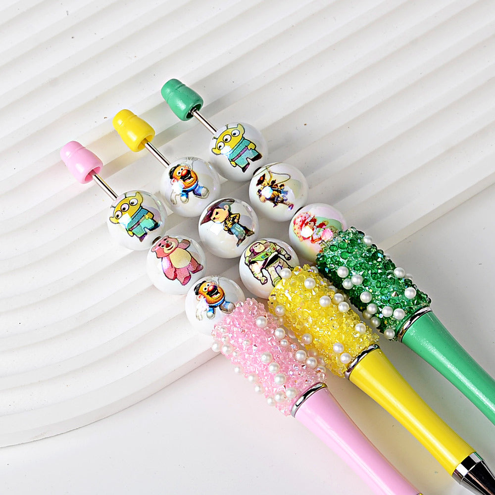 16mm Toy Story Theme Cartoon Beads - Iridescent AB White Round | Acrylic Bead for DIY Bracelet Keychain Jewelry Making