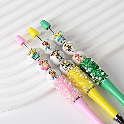 16mm Toy Story Theme Cartoon Beads - Iridescent AB White Round | Acrylic Bead for DIY Bracelet Keychain Jewelry Making