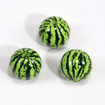 Summer Watermelon Pattern Acrylic Round Beads - 8mm-20mm Mixed | Acrylic Bead for DIY Bracelet Keychain Jewelry Making