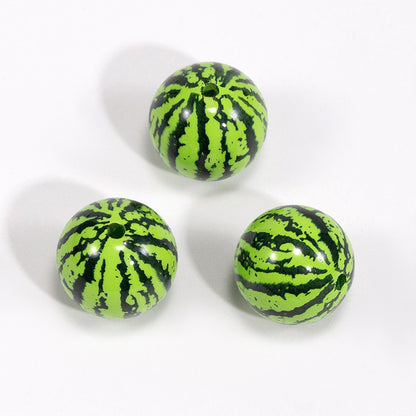 Summer Watermelon Pattern Acrylic Round Beads - 8mm-20mm Mixed | Acrylic Bead for DIY Bracelet Keychain Jewelry Making
